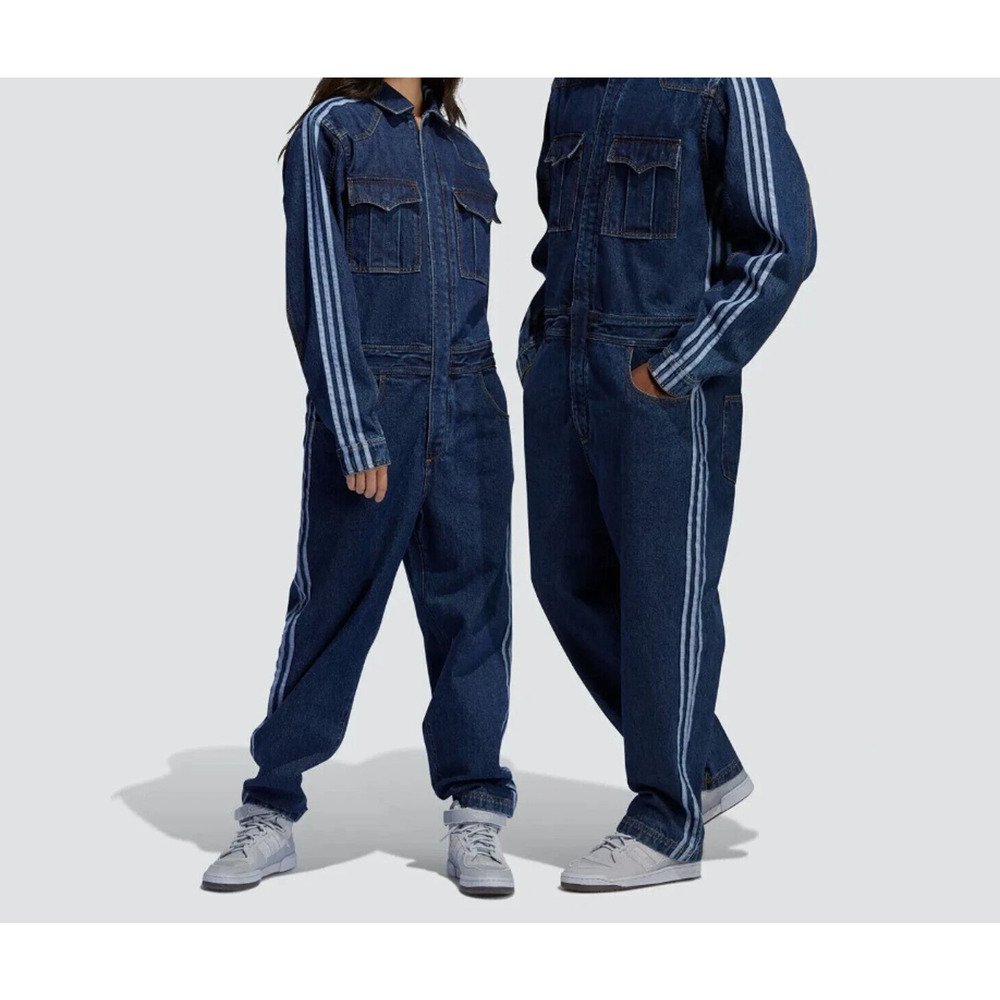 Adidas x Ivy Park Jumpsuit Unisex Large Blue Denim Original Boiler Suit Relaxed - Picture 2 of 14